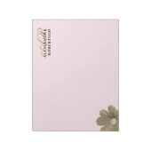 Bloc-note Monogramme Rose Pastel Or Floral Aquarelle Chic (Tourné)