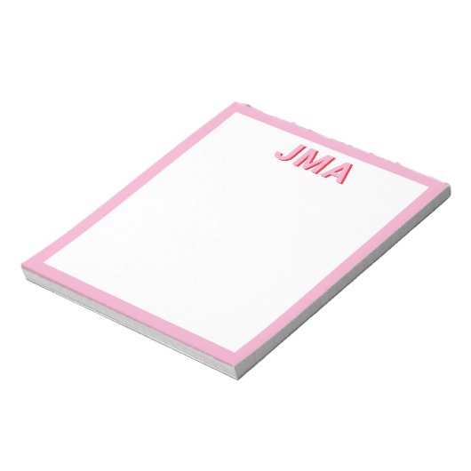 Bloc-note Monogramme rose simple (Tourné)