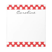 Bloc-note Monogramme Rouge Blanc tendance Motif de point Pol (Devant)