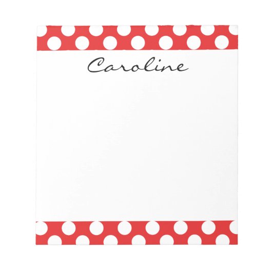 Bloc-note Monogramme Rouge Blanc tendance Motif de point Pol (Devant)
