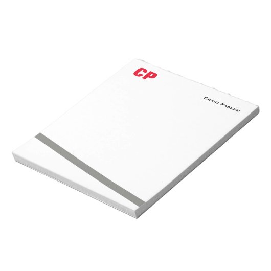 Bloc-note Monogramme rouge gras Ligne grise simple professio (Tourné)