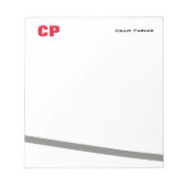 Bloc-note Monogramme rouge gras Ligne grise simple professio (Devant)