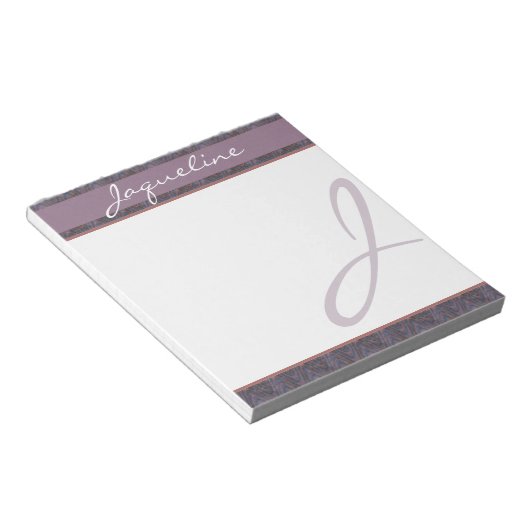 Bloc-note Monogramme rouille bleu foncé mauve (Incliné)