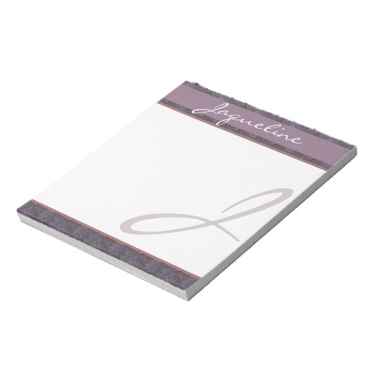 Bloc-note Monogramme rouille bleu foncé mauve (Tourné)