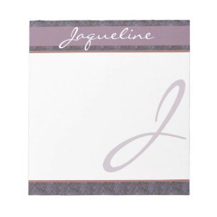 Bloc-note Monogramme Rouille Mauve Bleu Foncé