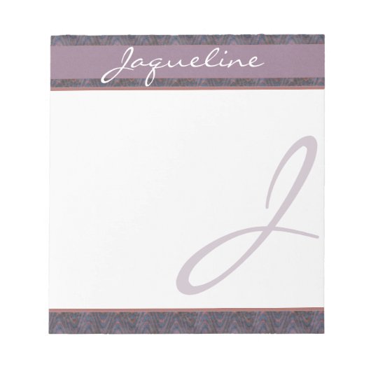 Bloc-note Monogramme Rouille Mauve Bleu Foncé (Devant)