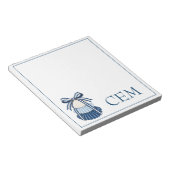 Bloc-note Monogramme Rubans et Coquillages Bleus et Blancs (Incliné)