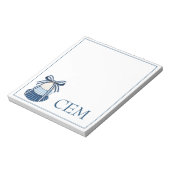 Bloc-note Monogramme Rubans et Coquillages Bleus et Blancs (Tourné)