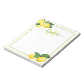 Bloc-note Monogramme rustique citrons d'aquarelle rayures (Tourné)