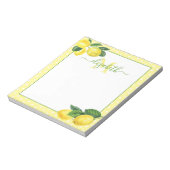 Bloc-note Monogramme rustique pays citron aquarelle pois (Tourné)