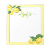 Bloc-note Monogramme rustique pays citron aquarelle pois (Devant)