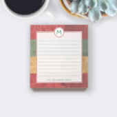 Bloc-note Monogramme rustique Rouge Vert Or Nom de bois Noël