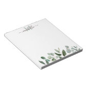 Bloc-note Monogramme Sage Green Eucalyptus Feuilles de verdu (Incliné)