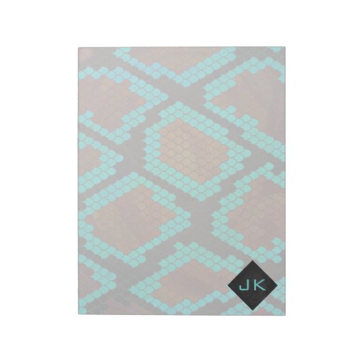 Bloc-note Monogramme serpent impression Brown et Turquoise (Tourné)