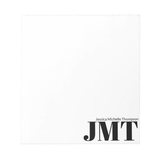 Bloc-note Monogramme simple blanc et noir (Devant)