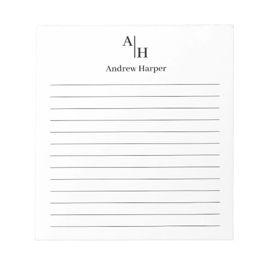 Bloc-note Monogramme simple classique moderne (Devant)
