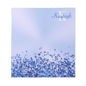 Bloc-note Monogramme simple en métal brossé bleu et Parties (Devant)