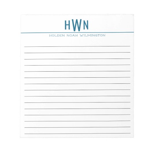Bloc-note Monogramme Simple et Moderne pour Hommes (Devant)
