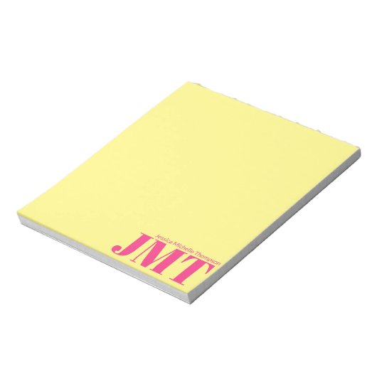Bloc-note Monogramme simple jaune clair et rose clair (Tourné)