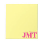 Bloc-note Monogramme simple jaune clair et rose clair (Devant)