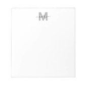 Bloc-note Monogramme Simple Nom Noir Blanc (Devant)