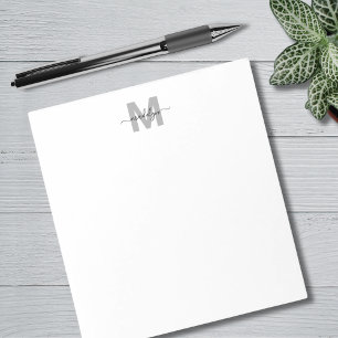 Bloc-note Monogramme Simple Nom Noir Blanc