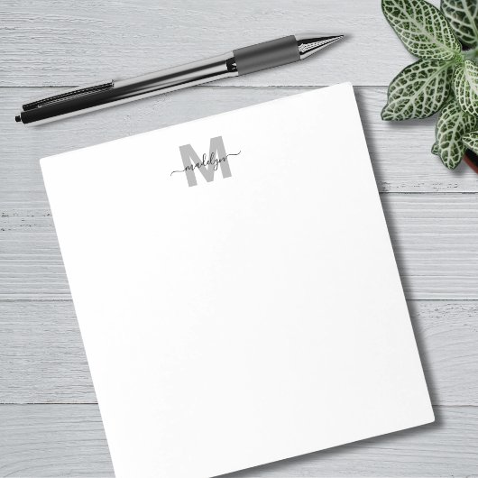 Bloc-note Monogramme Simple Nom Noir Blanc