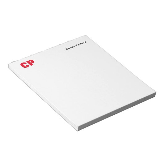 Bloc-note Monogramme simple professionnel gras rouge (Incliné)