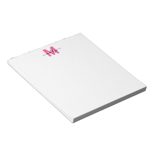 Bloc-note Monogramme Simple Rose Chaud (Incliné)