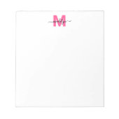 Bloc-note Monogramme Simple Rose Chaud (Devant)