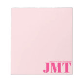 Bloc-note Monogramme simple rose pâle et rose pâle (Devant)