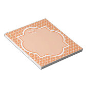 Bloc-note Monogramme Stylé Quatrefeuille Orange Avec Nom (Incliné)