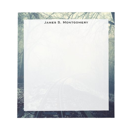 Bloc-note Monogramme Traces ferroviaires Train Hiver Neige F (Devant)