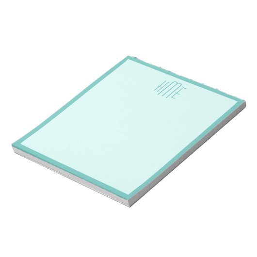 Bloc-note Monogramme trois nom Modèle Turquoise (Tourné)