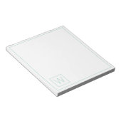 Bloc-note Monogramme Turquoise clair simple et blanc (Incliné)