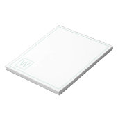 Bloc-note Monogramme Turquoise clair simple et blanc (Tourné)