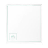 Bloc-note Monogramme Turquoise clair simple et blanc (Devant)
