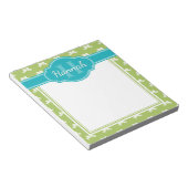 Bloc-note Monogramme Turquoise de Motif blanc vert (Incliné)