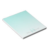 Bloc-note Monogramme Turquoise personnalisé et script de nom (Incliné)