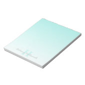 Bloc-note Monogramme Turquoise personnalisé et script de nom (Tourné)