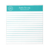 Bloc-note Monogramme Turquoise simple (Devant)