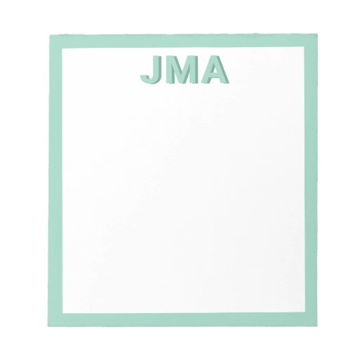 Bloc-note Monogramme Turquoise simple (Devant)