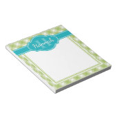 Bloc-note Monogramme Turquoise vert blanc Plaid Motif (Incliné)