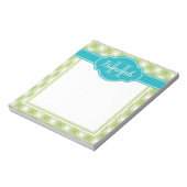 Bloc-note Monogramme Turquoise vert blanc Plaid Motif (Tourné)