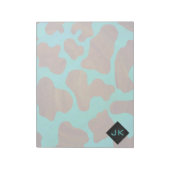 Bloc-note Monogramme Vache Impression Brown et Turquoise (Tourné)