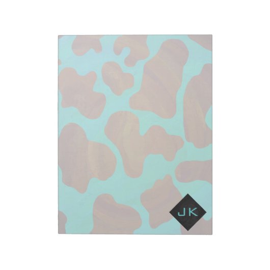 Bloc-note Monogramme Vache Impression Brown et Turquoise (Tourné)