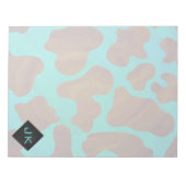 Bloc-note Monogramme Vache Impression Brown et Turquoise (Devant)