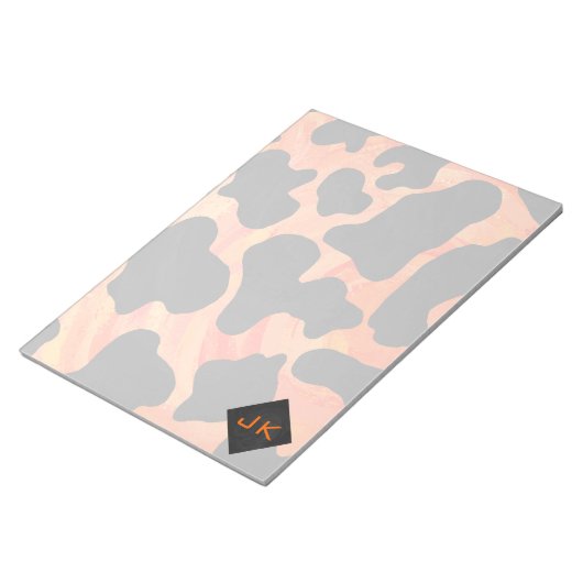 Bloc-note Monogramme vache noir et orange Impression (Incliné)