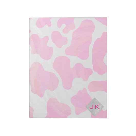 Bloc-note Monogramme Vache rose et blanc chaud (Tourné)