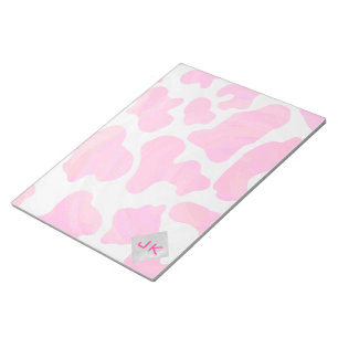 Bloc-note Monogramme Vache rose et blanc chaud